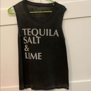 Tequila, salt & lime distressed muscle tank